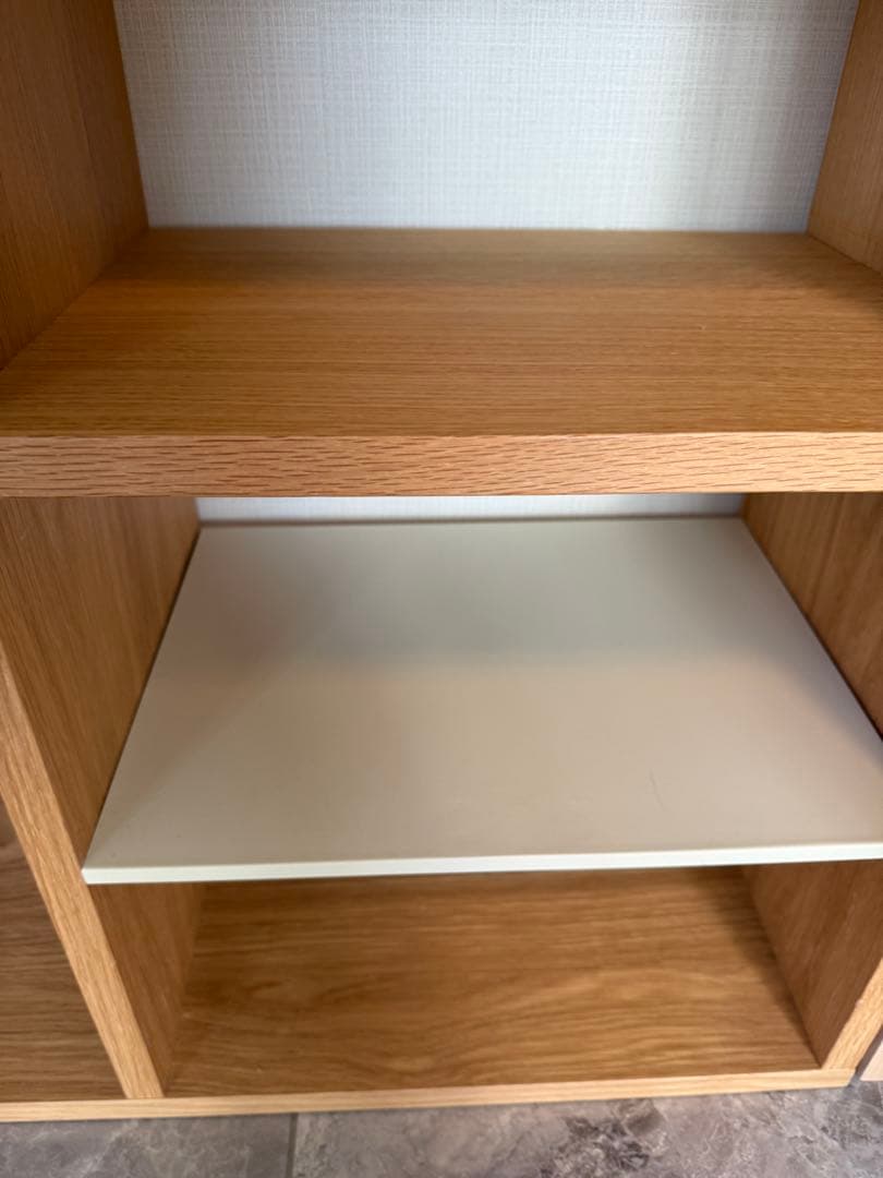 無印良品 スタッキングシェルフ オーク材 2段×2列 (追加スチール2枚)傷なし