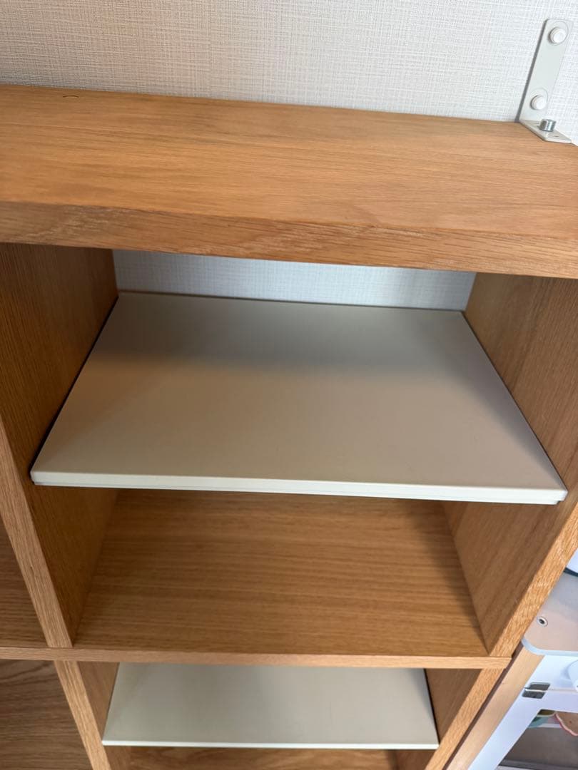 無印良品 スタッキングシェルフ オーク材 2段×2列 (追加スチール2枚)傷なし