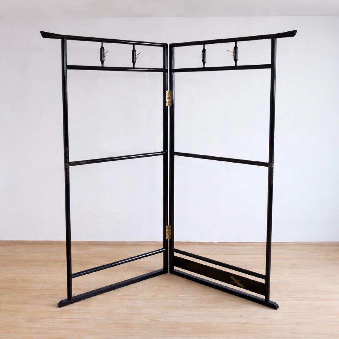 ハンガーラック　衣紋かけ　黒　パーテーション　古道具　アンティーク　ビンテージ