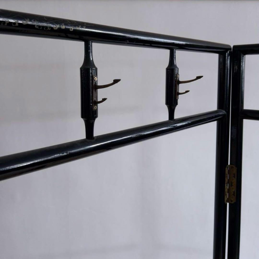 ハンガーラック　衣紋かけ　黒　パーテーション　古道具　アンティーク　ビンテージ