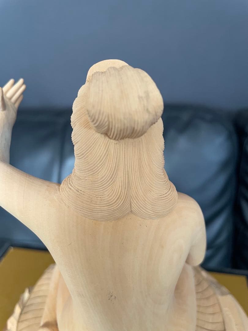 美品弁財天 弁天様 琵琶 木彫り 木製 彫刻 七福神 置物 インテリア