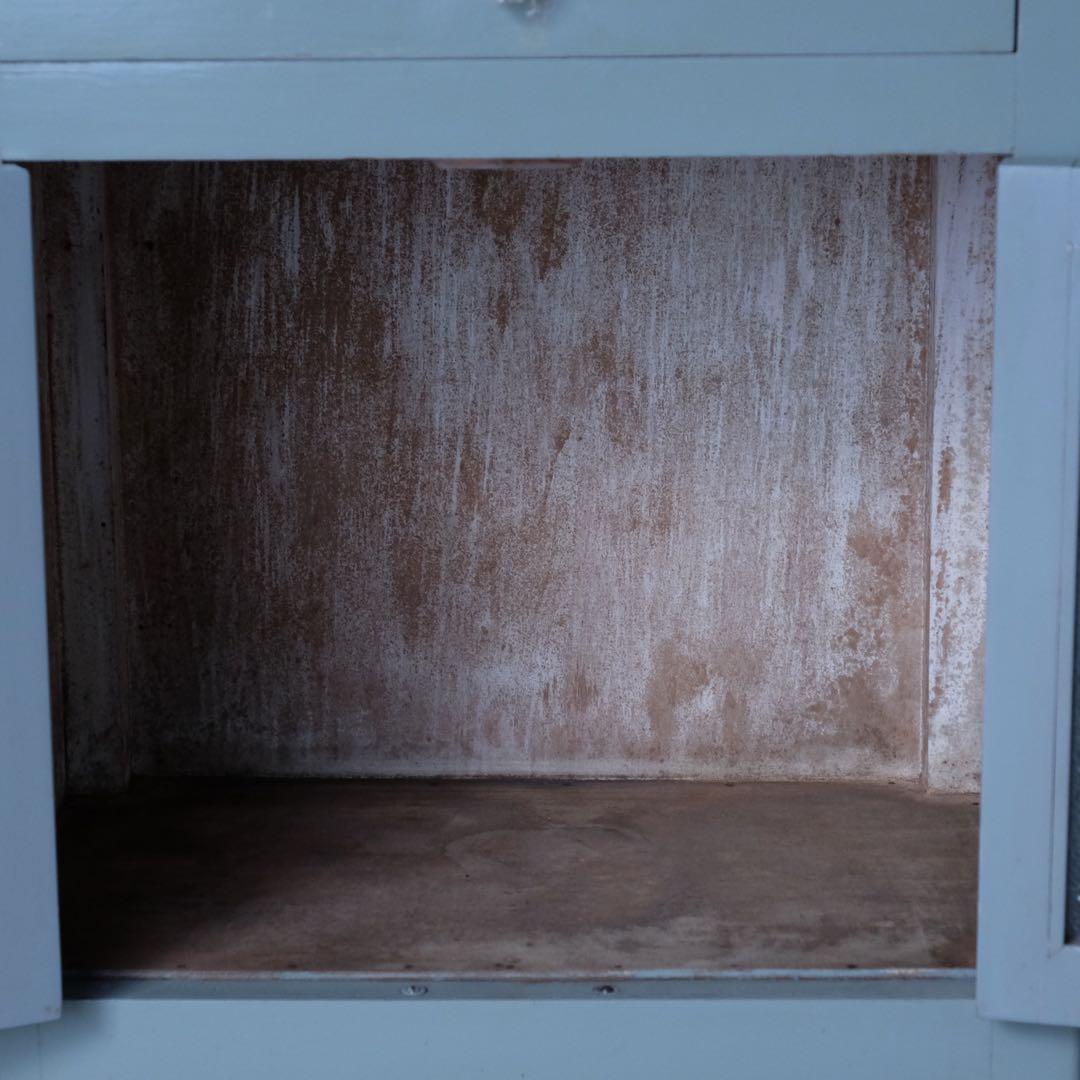 ガラストップデンタルキャビネット　昭和レトロ ケビント 医療棚 収納棚 古家具