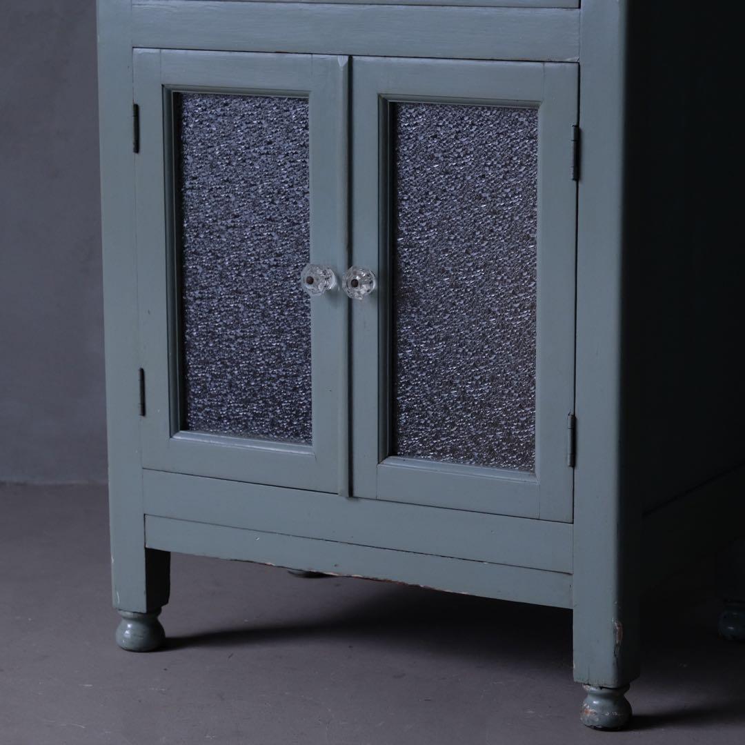 ガラストップデンタルキャビネット　昭和レトロ ケビント 医療棚 収納棚 古家具