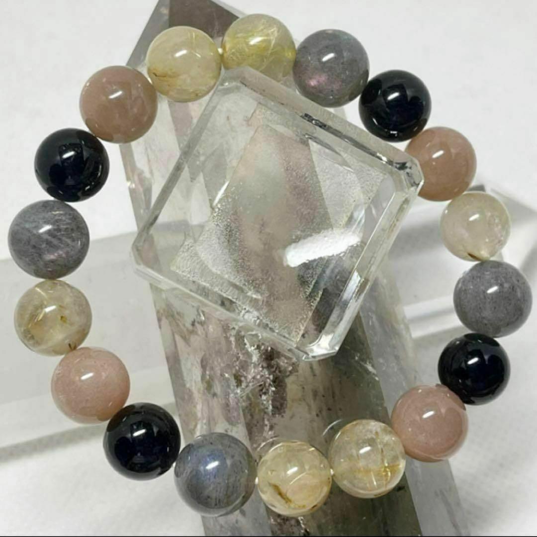 ルチル　ラブラドライト　サンストーン　パワーストーンブレス　内径約15cm