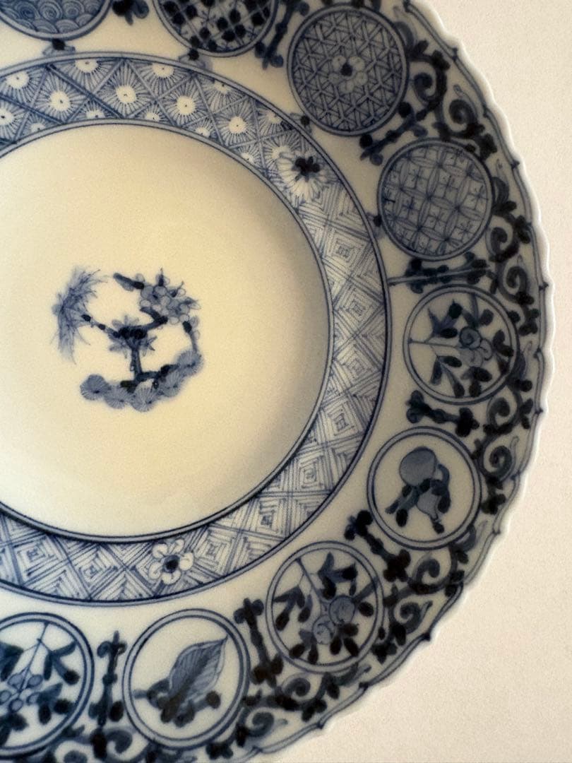 山本長左　6号輪花鉢 丸紋松竹梅✨新品