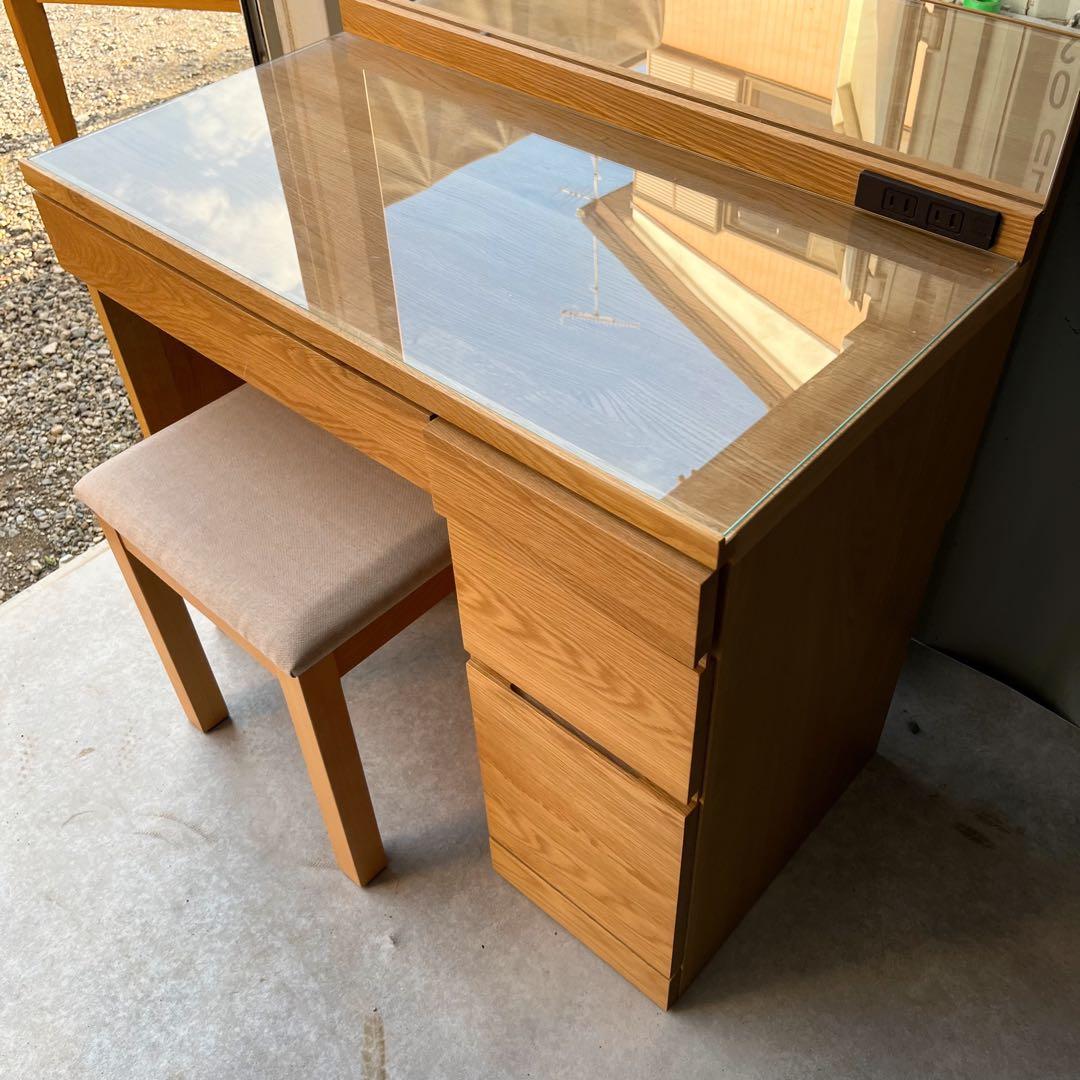 取付無料！高野木工 レッチェ80 北欧風ホワイトオークドレッサー 椅子付き✨