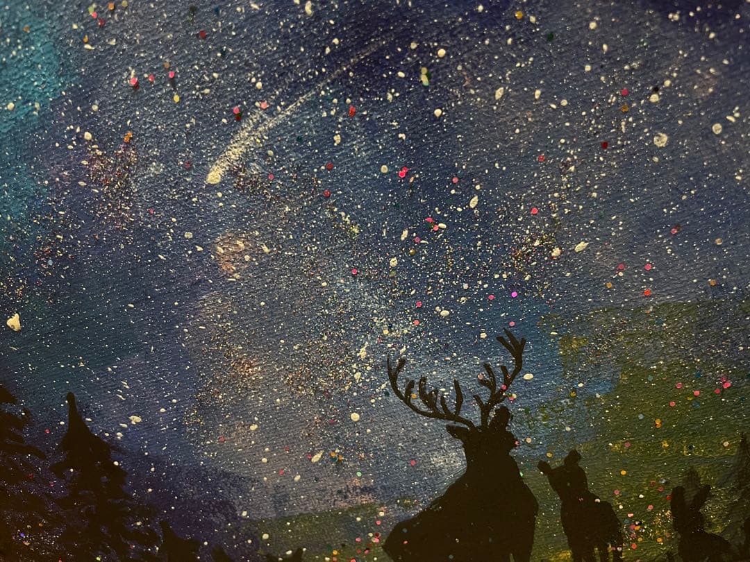 北欧の森の風景画　現代アート　原画　キャンバス　抽象画　インテリア　F4