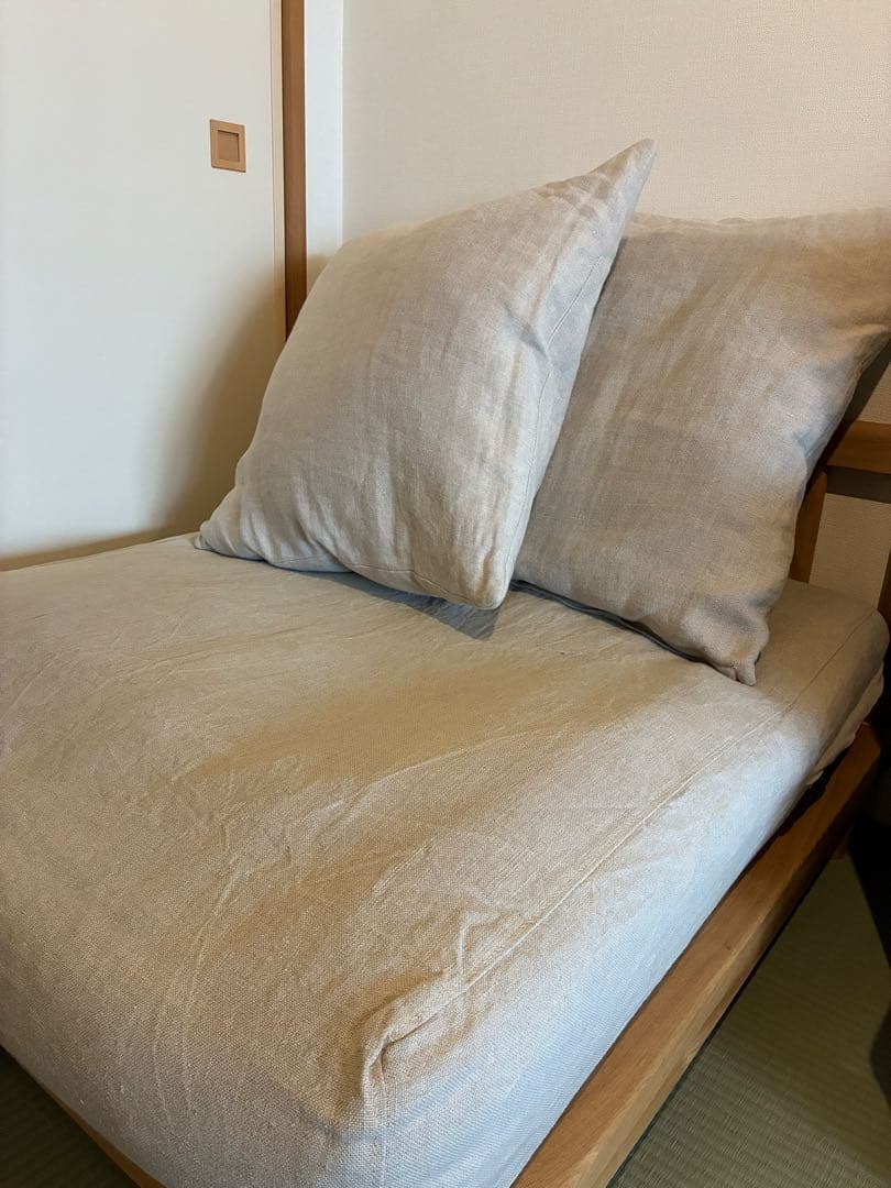 Re:CENO AGURAソファ1.5人掛け　ベージュ　リネン