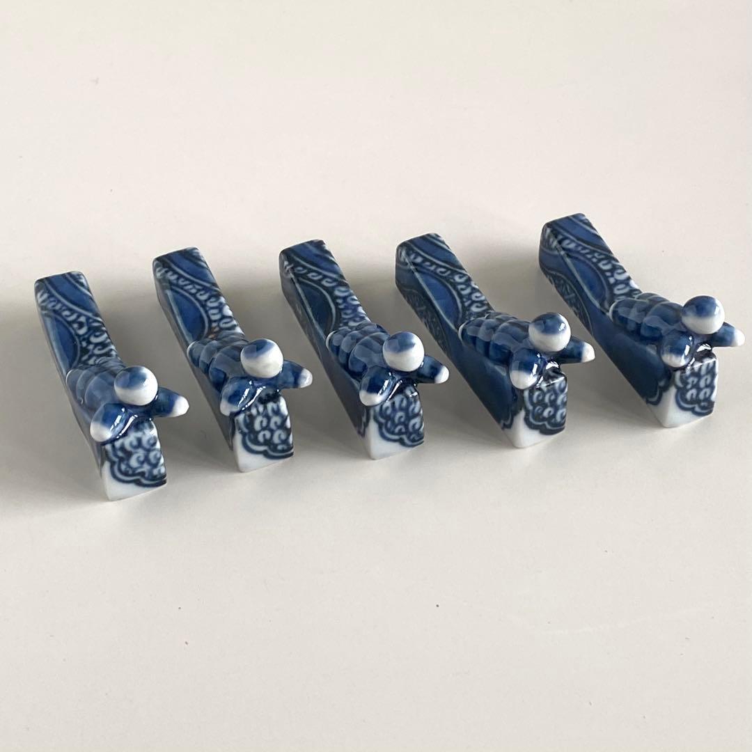 新品未使用 京焼 平安 加藤利昌 箸置き 祥瑞一閑人 五客セット 共箱 古美術品