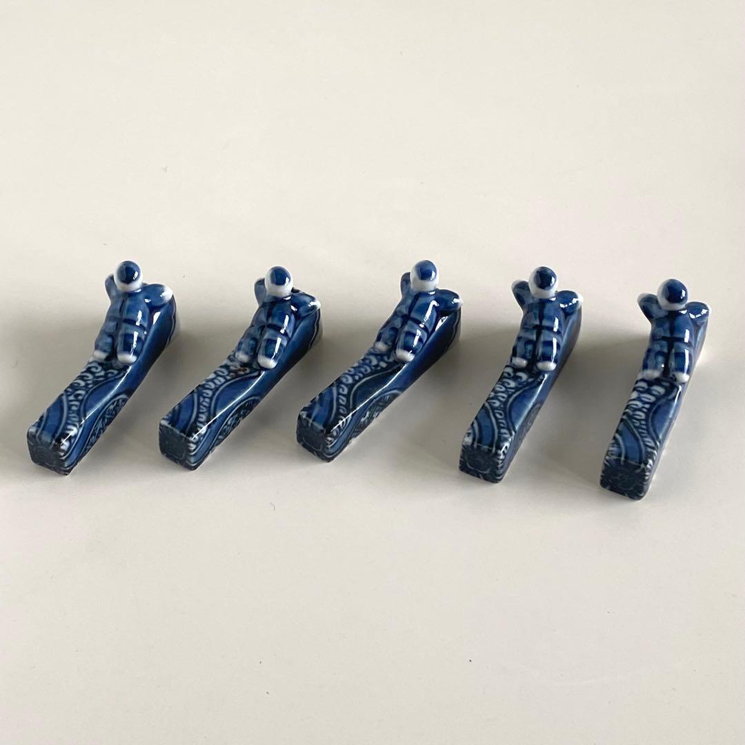 新品未使用 京焼 平安 加藤利昌 箸置き 祥瑞一閑人 五客セット 共箱 古美術品