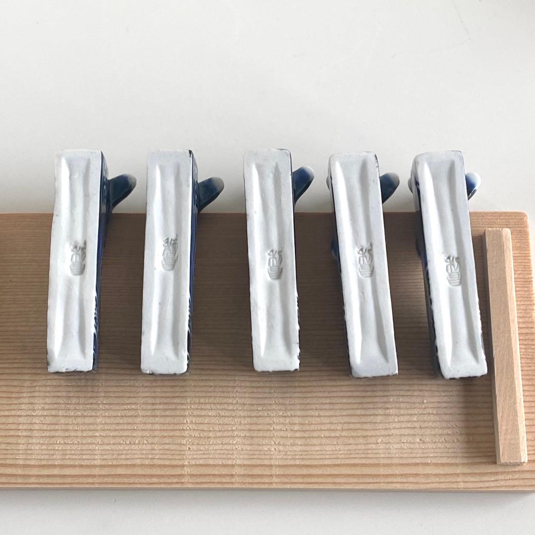 新品未使用 京焼 平安 加藤利昌 箸置き 祥瑞一閑人 五客セット 共箱 古美術品