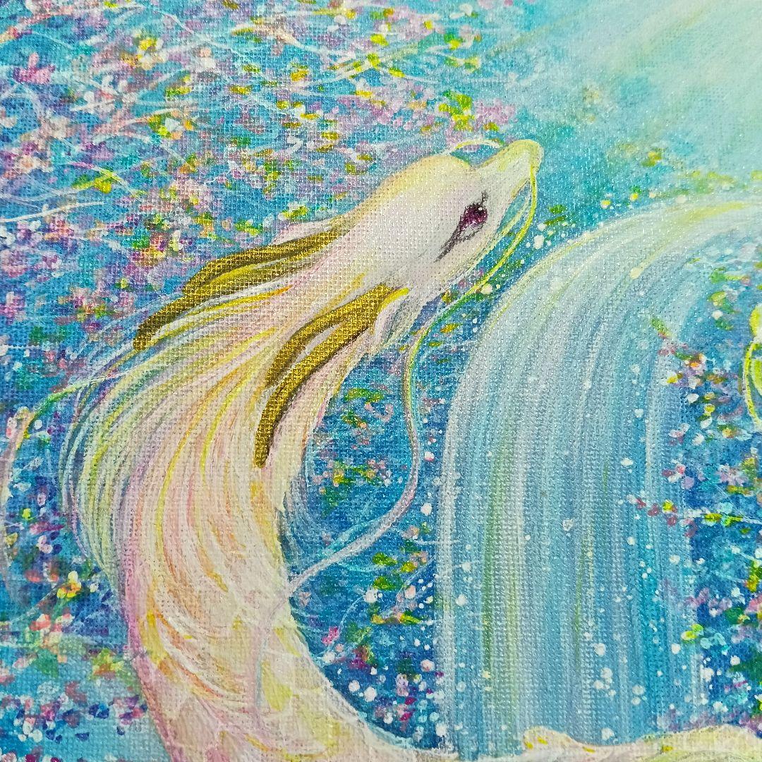 No.505 F4キャンバス　原画　アクリル絵画　龍神絵画　開運絵画　双龍