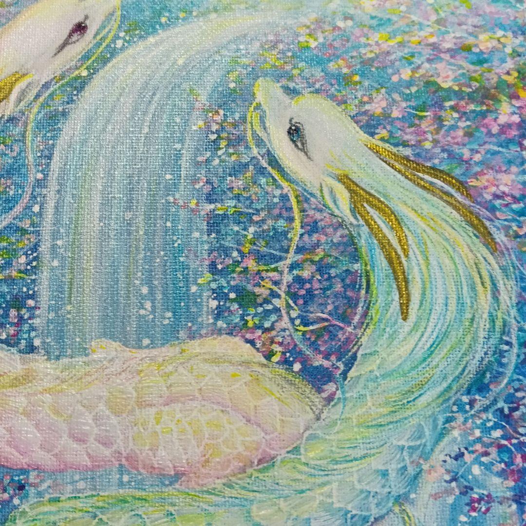 No.505 F4キャンバス　原画　アクリル絵画　龍神絵画　開運絵画　双龍