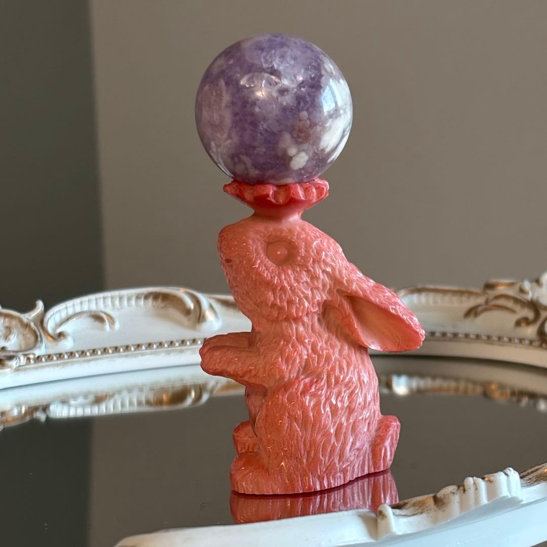 うさぎちゃん台座 ピンク スフィア 丸玉 各1880円→