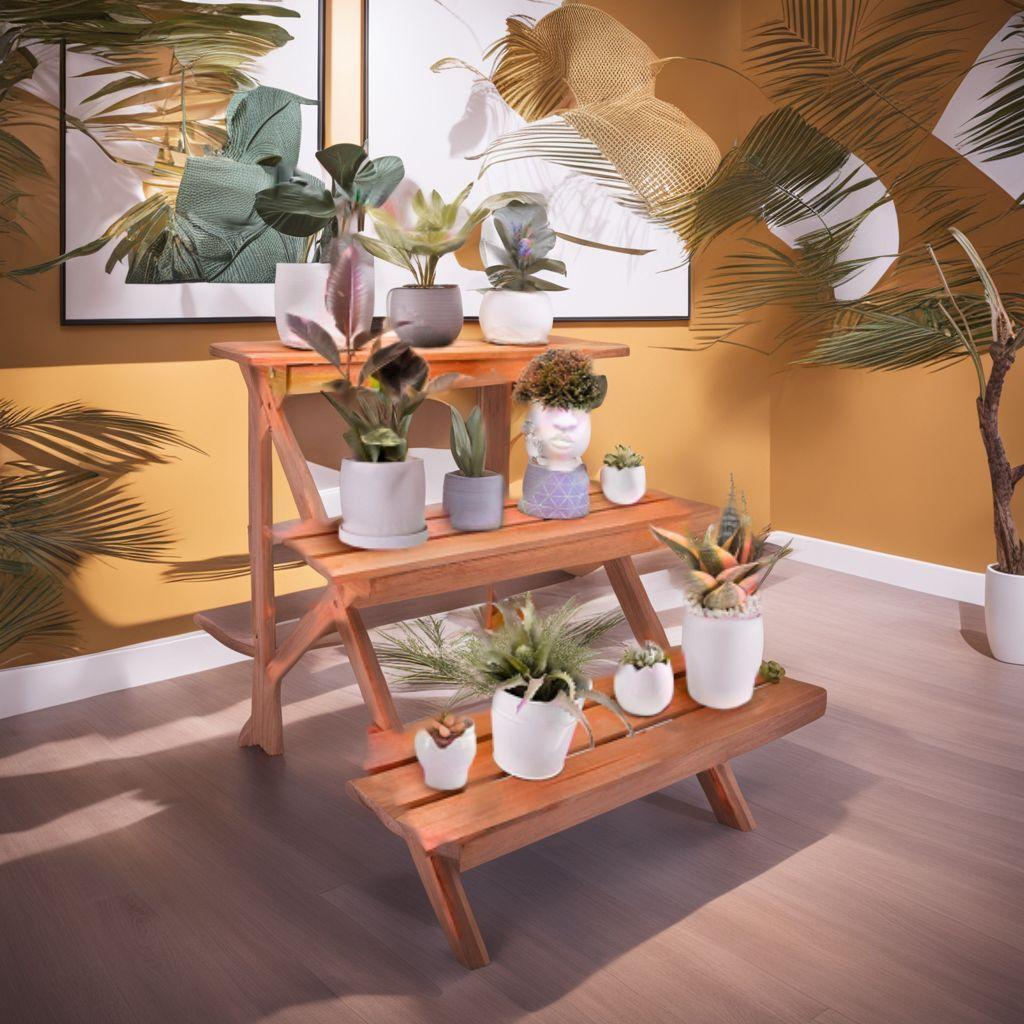 フラワースタンド ガーデニング 木製 三段式のデザイン