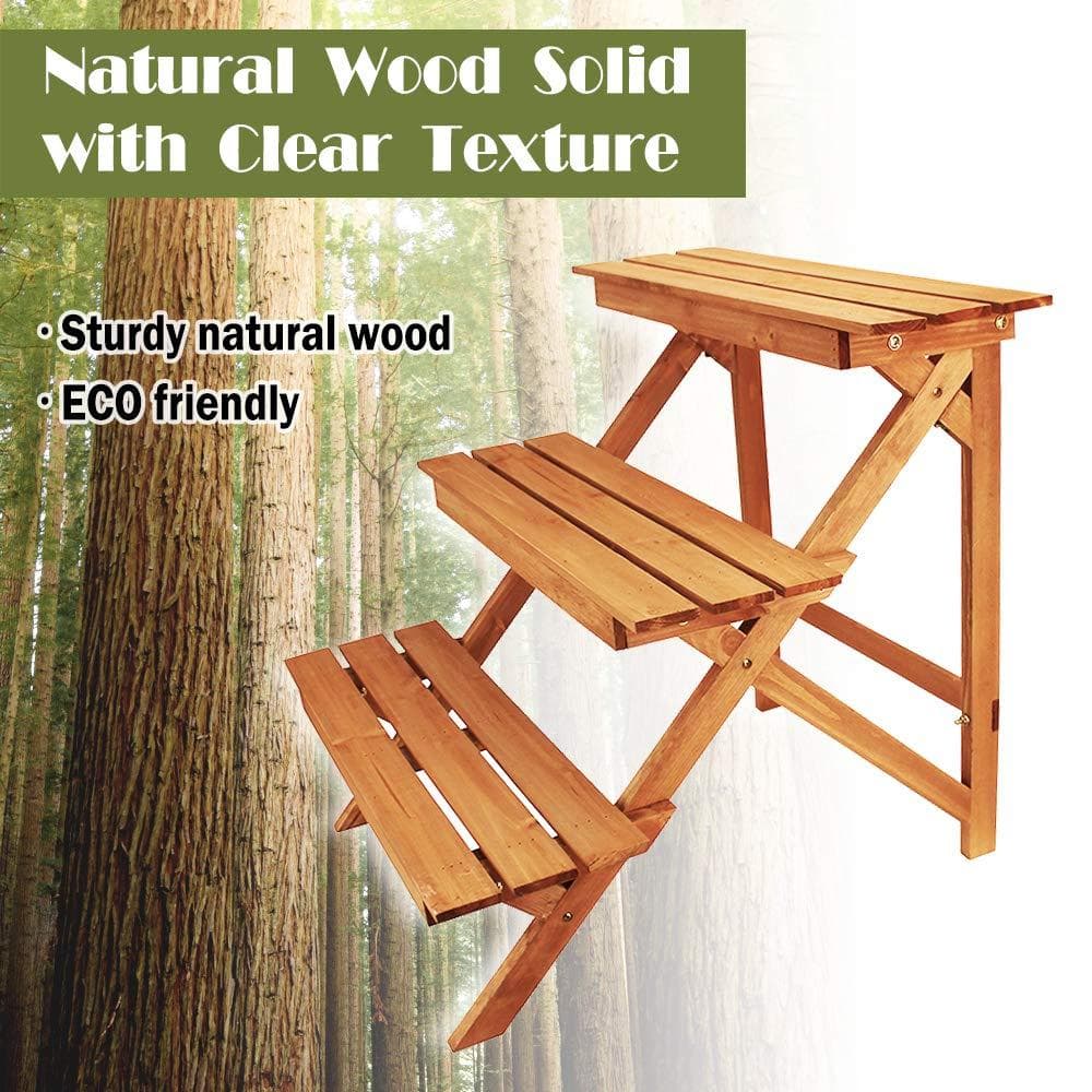 フラワースタンド ガーデニング 木製 三段式のデザイン