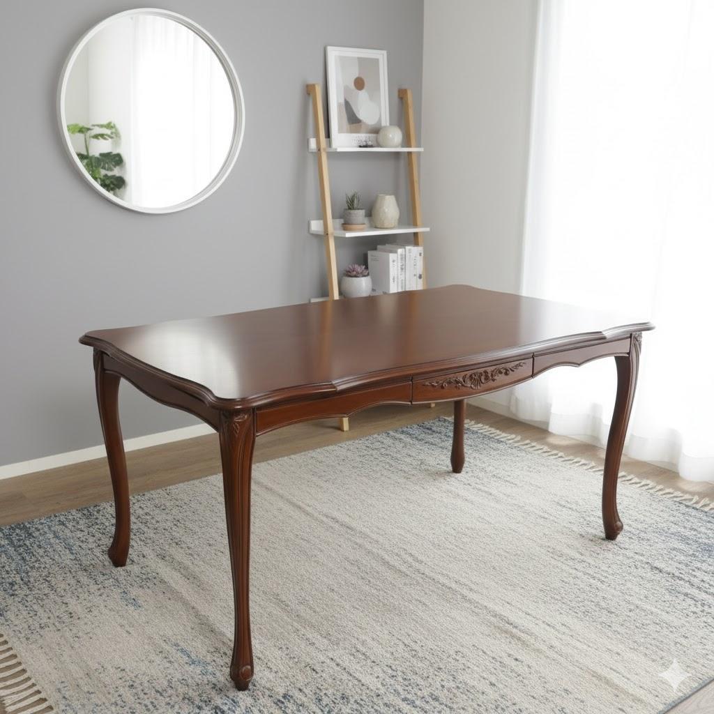 【新品・未使用】　モダンクラシカル　ダイニングテーブル　マホガニー　幅135