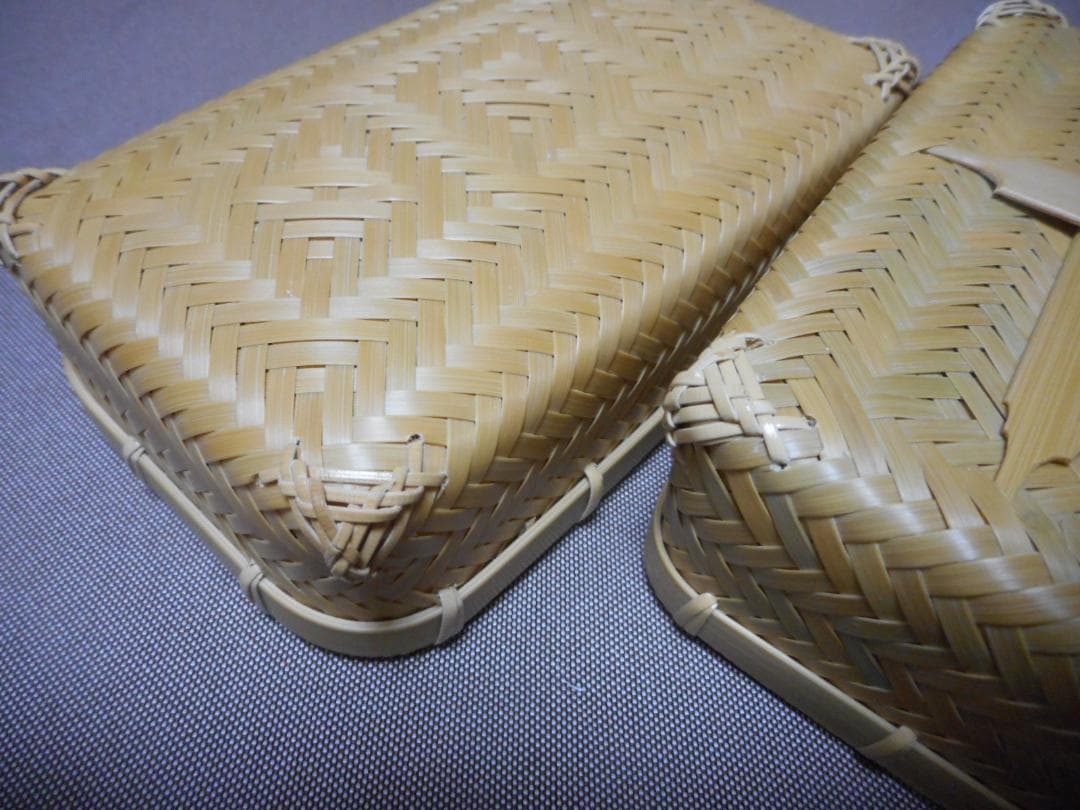 【竹細工】K.　網代編みランチボックス２個セット