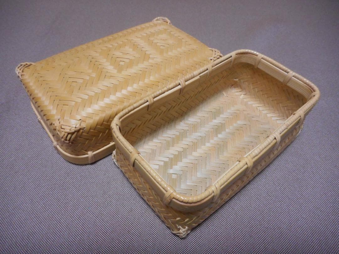 【竹細工】K.　網代編みランチボックス２個セット