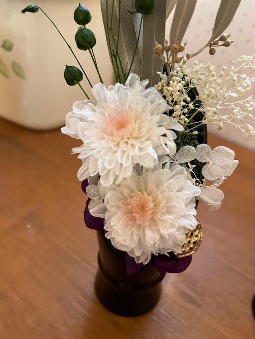一対　仏花　お盆　お仏壇お供え　プリザーブドフラワー　ことね菊　ギフト