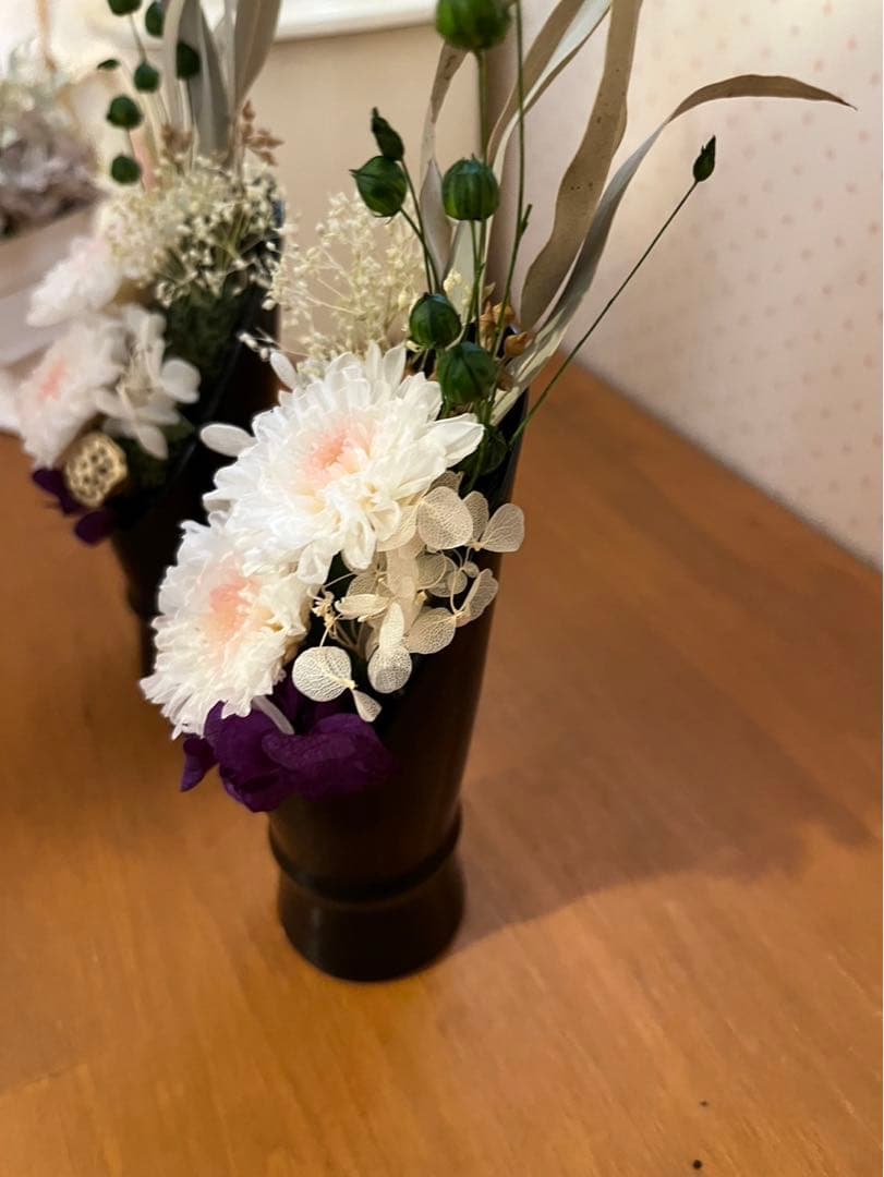 一対　仏花　お盆　お仏壇お供え　プリザーブドフラワー　ことね菊　ギフト