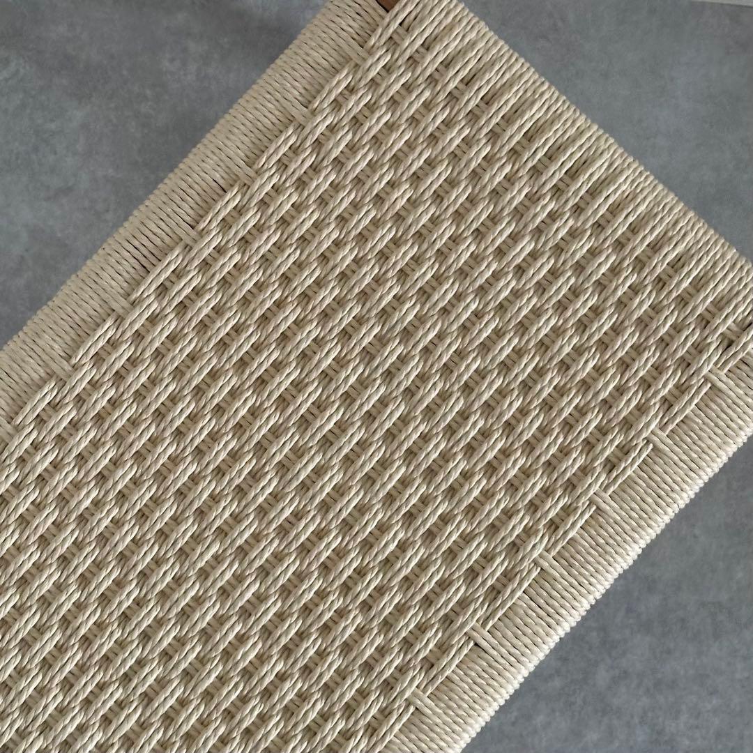 【あっきー】オットマン ペーパーコード チーク材 ナチュラル