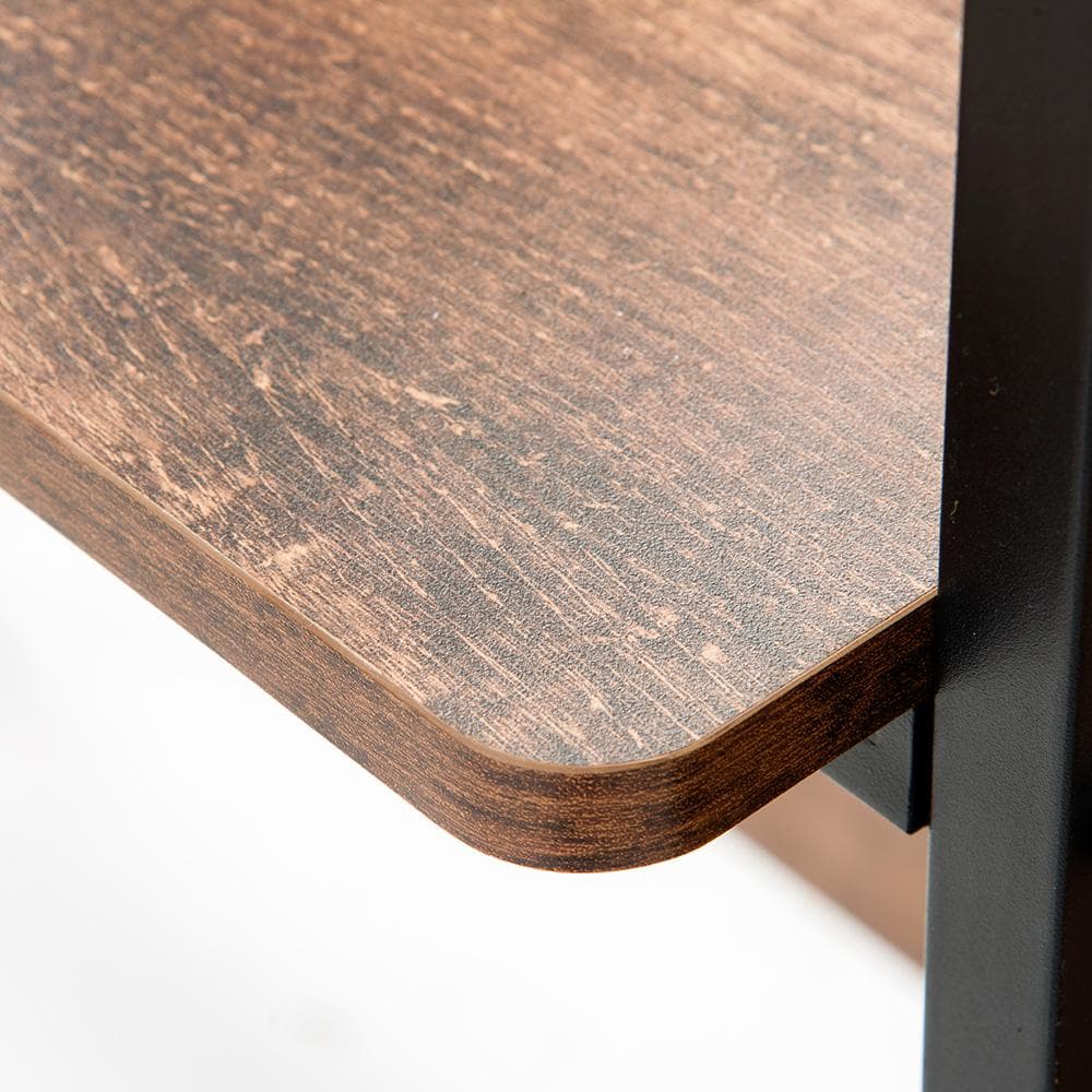 【ダークブラウン】パソコンデスク 引き出し付き 3段シェルフ付 学習机