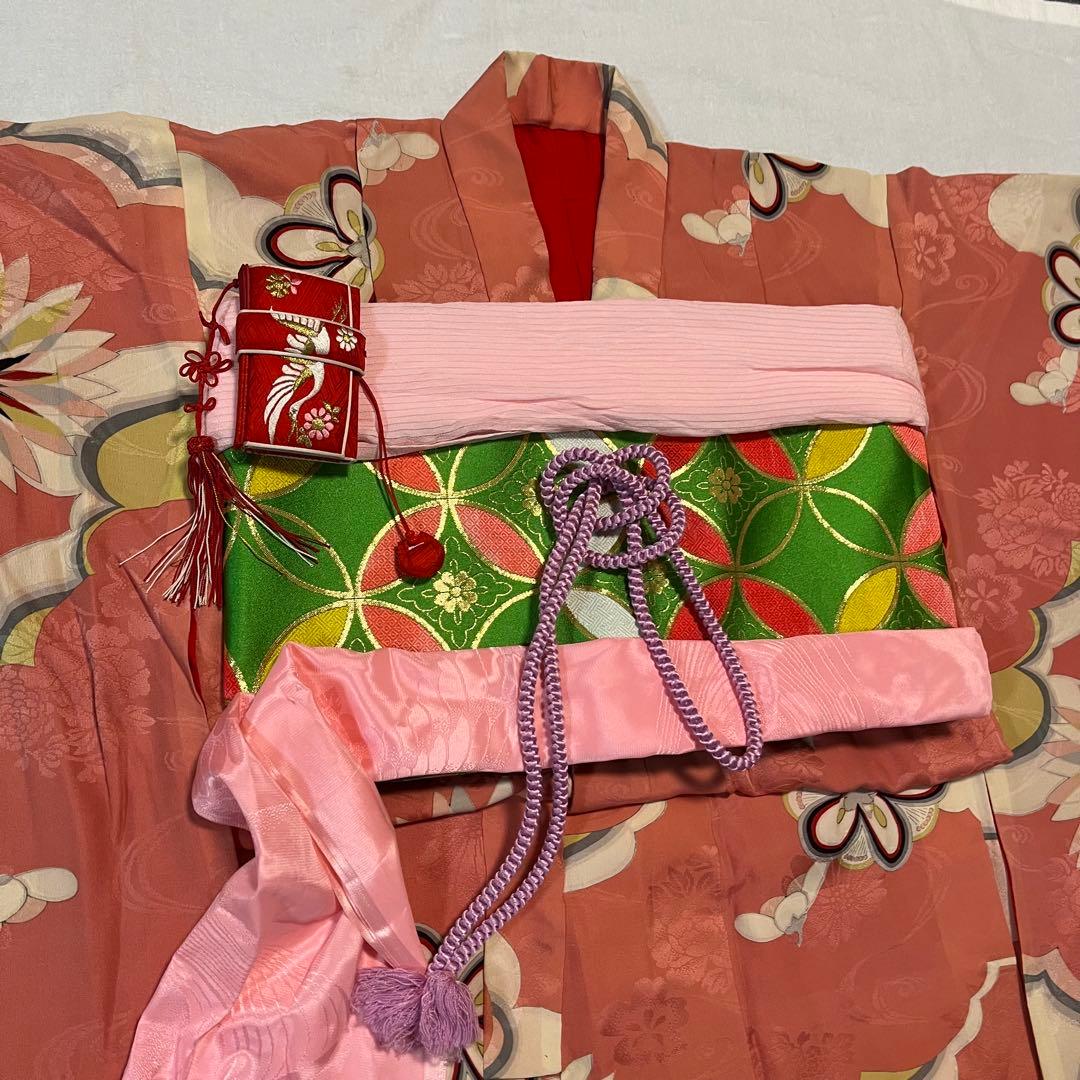 七五三　大きめ7歳　ハーフ成人式　ピンク　正絹