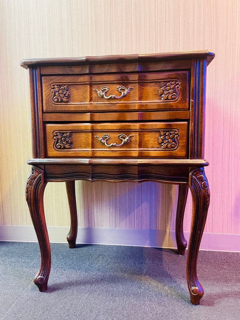 木製2段引き出しラック アンティーク調家具 チェスト クラウディオ サオンチ