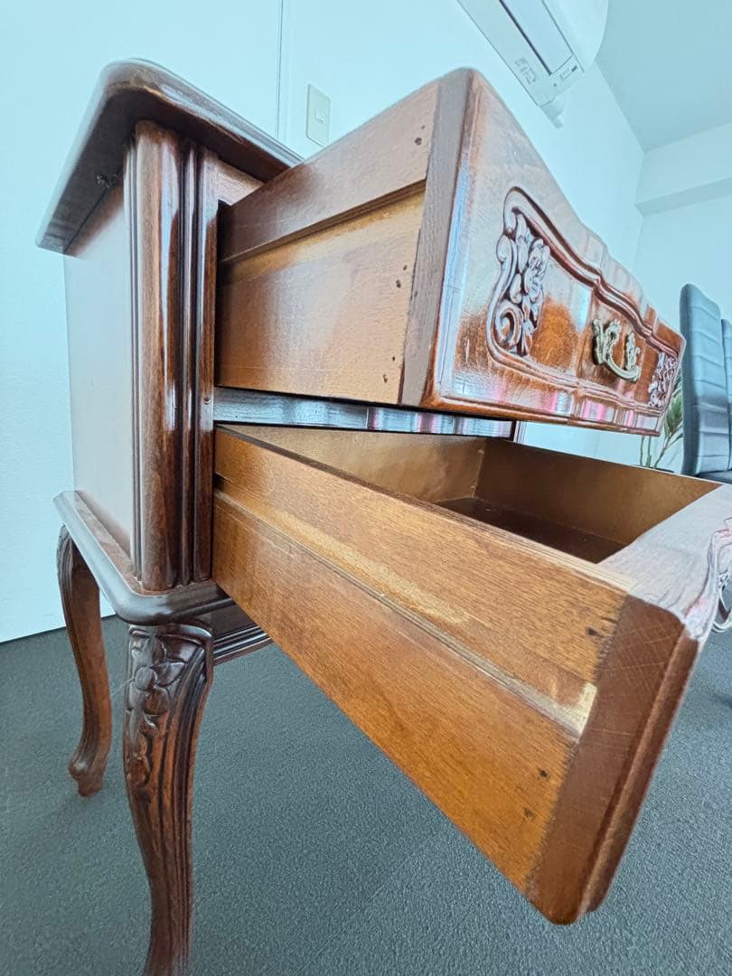 木製2段引き出しラック アンティーク調家具 チェスト クラウディオ サオンチ