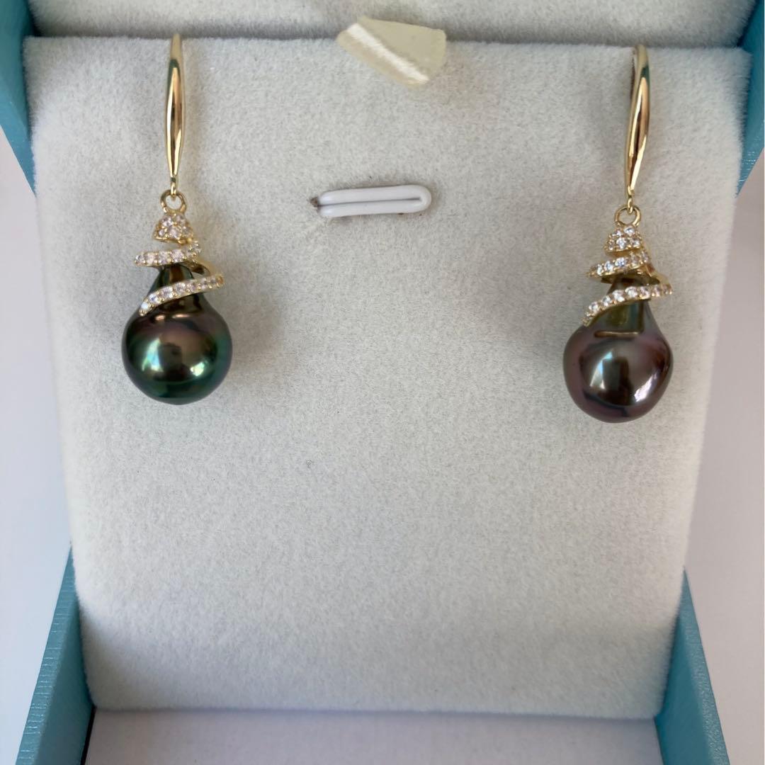 タヒチ黒蝶真珠9.5mmピアス