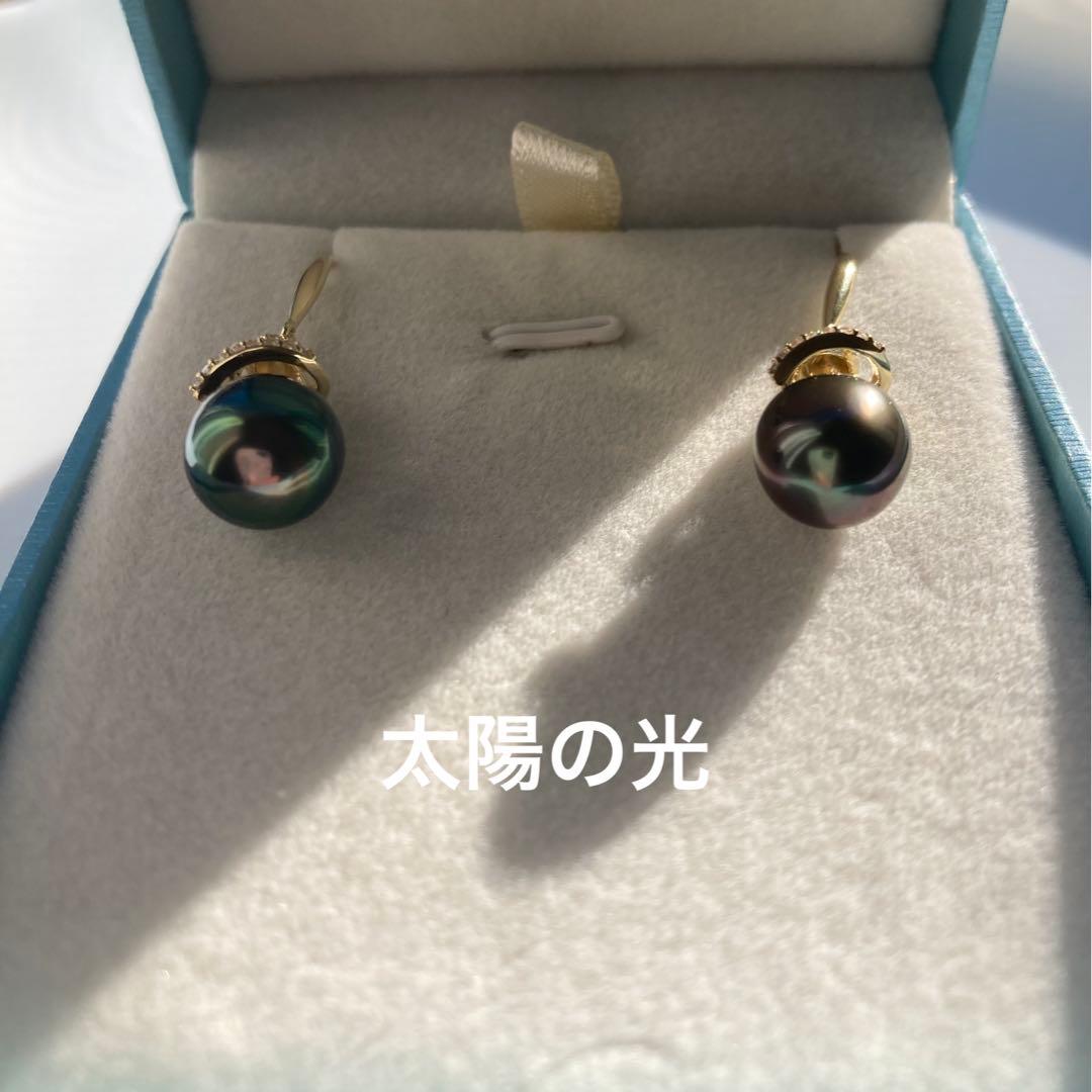 タヒチ黒蝶真珠9.5mmピアス