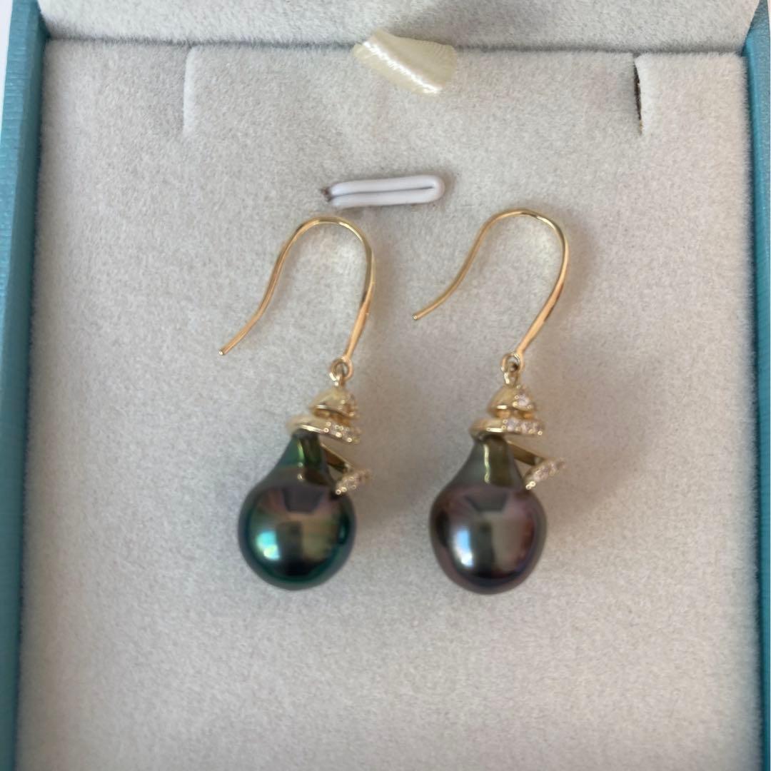 タヒチ黒蝶真珠9.5mmピアス