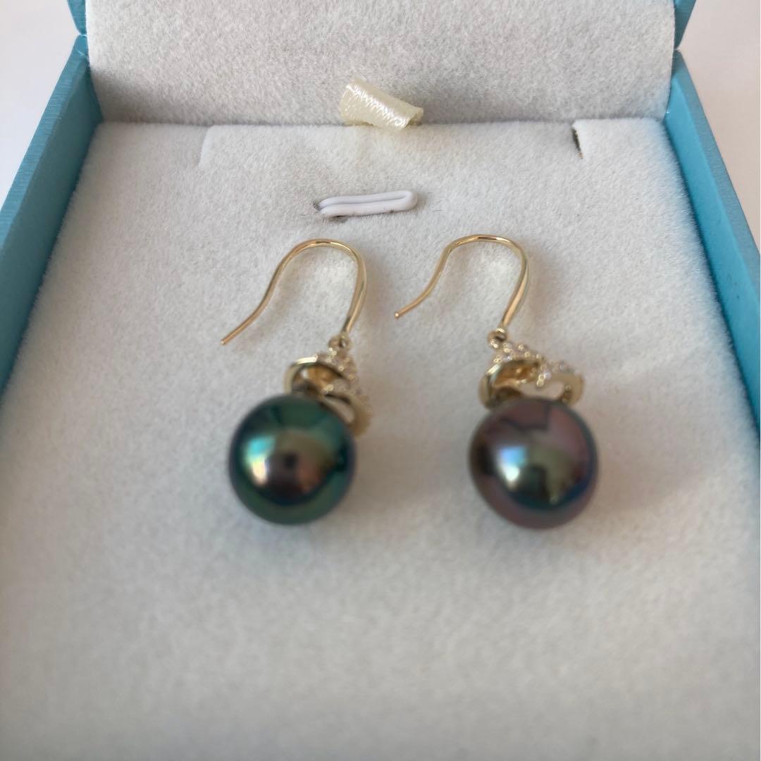 タヒチ黒蝶真珠9.5mmピアス