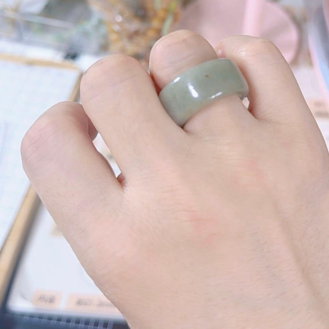 R2-01299天然翡翠《本物保証》 天然石 指輪　約13号 翡翠リング