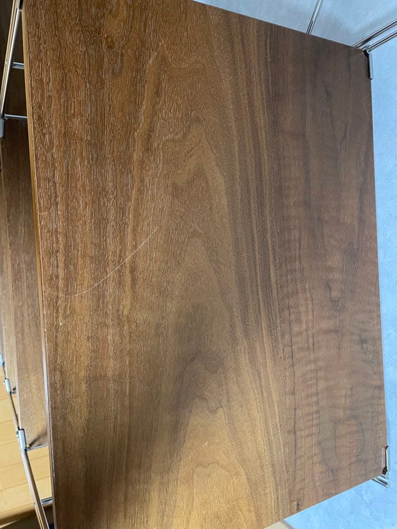 【美品】【値下可能】ステンレスユニットシェルフ　ウォールナット材棚セット　中