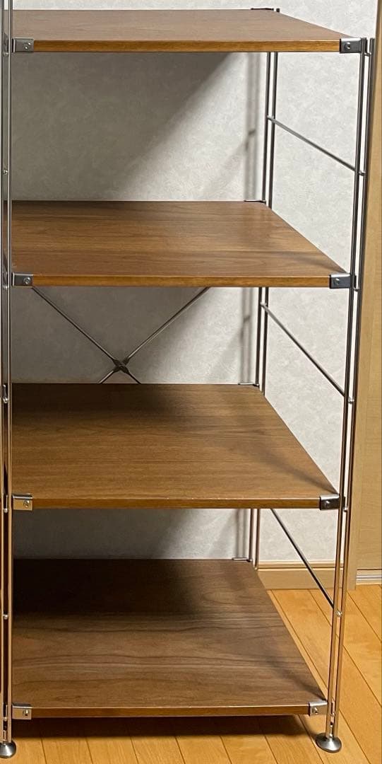 【美品】【値下可能】ステンレスユニットシェルフ　ウォールナット材棚セット　中