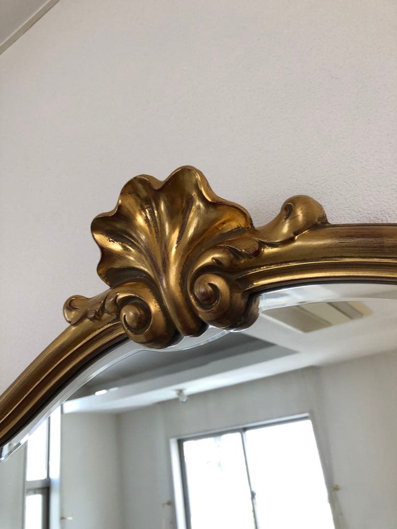 ス*イ様 ベルギー製 ビンテージ ウォールミラー ゴールド 金彩 レリーフ 壁掛