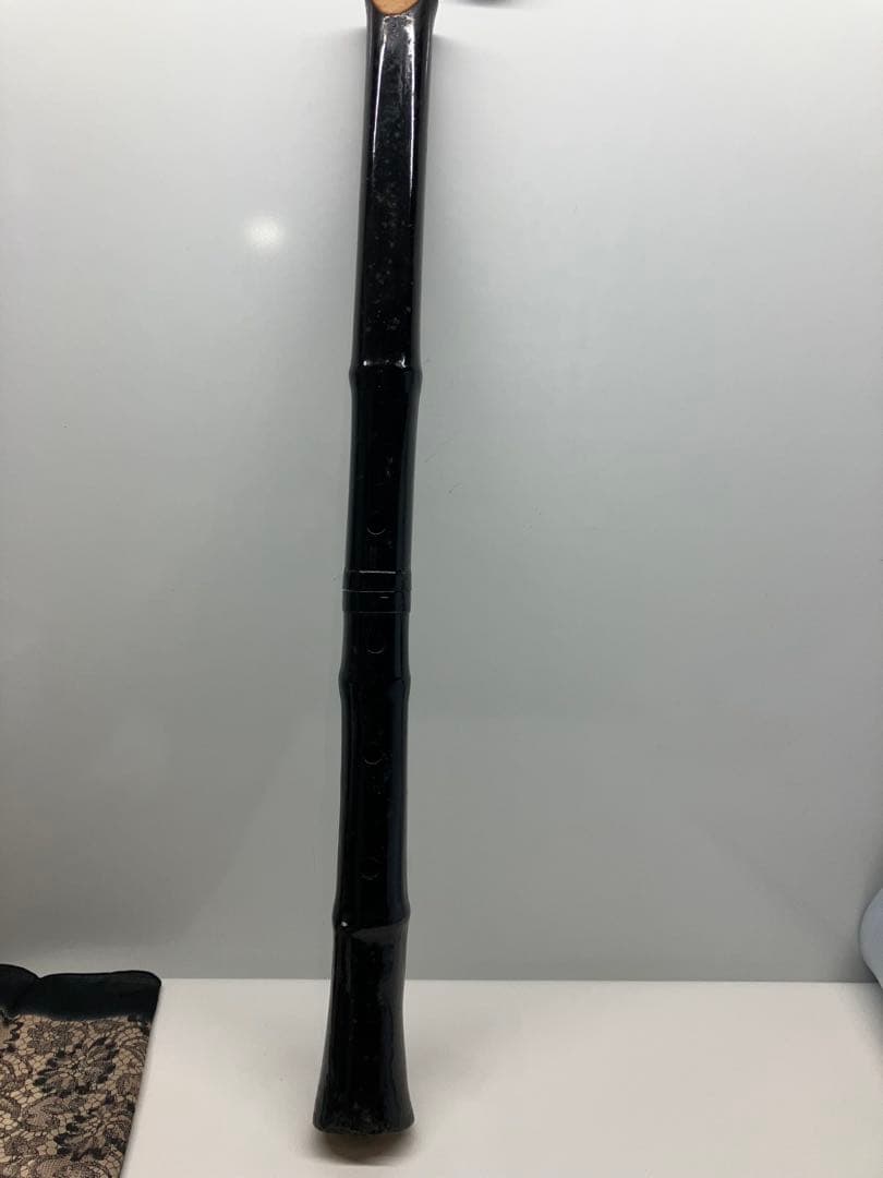 B0302）尺八　黒漆塗り　和楽器　4穴