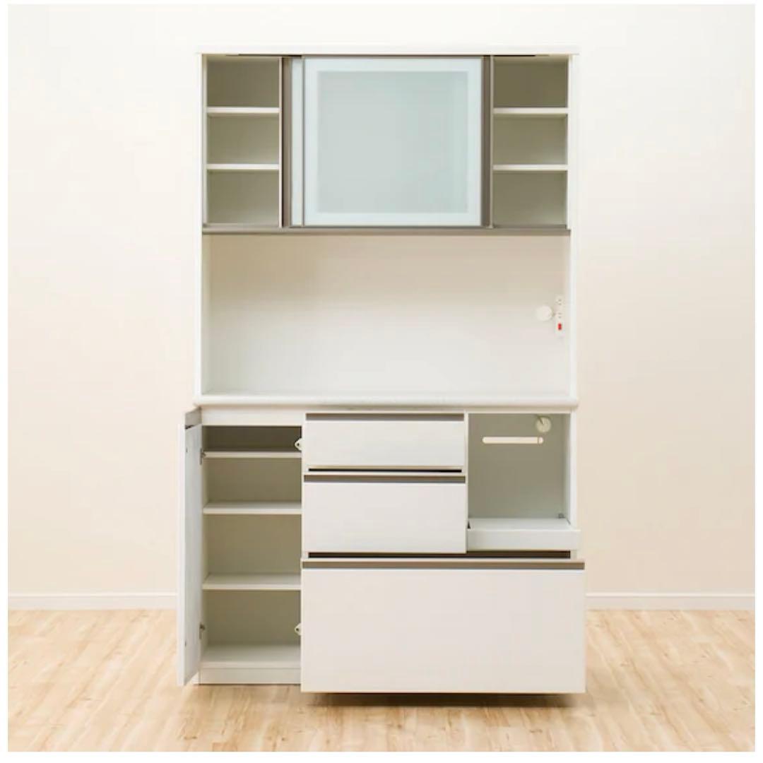 ニトリ キッチンボード アルミナ2 大型 収納 食器棚 コンセント付 120cm