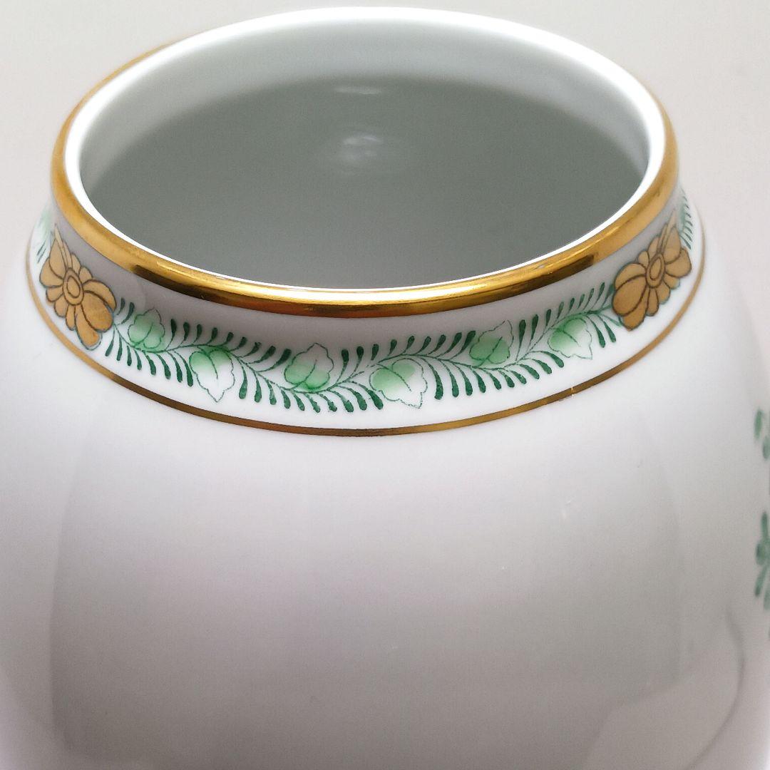 Y2880-4 ヘレンド アポニーグリーン フラワーベース 花瓶 高さ22.5