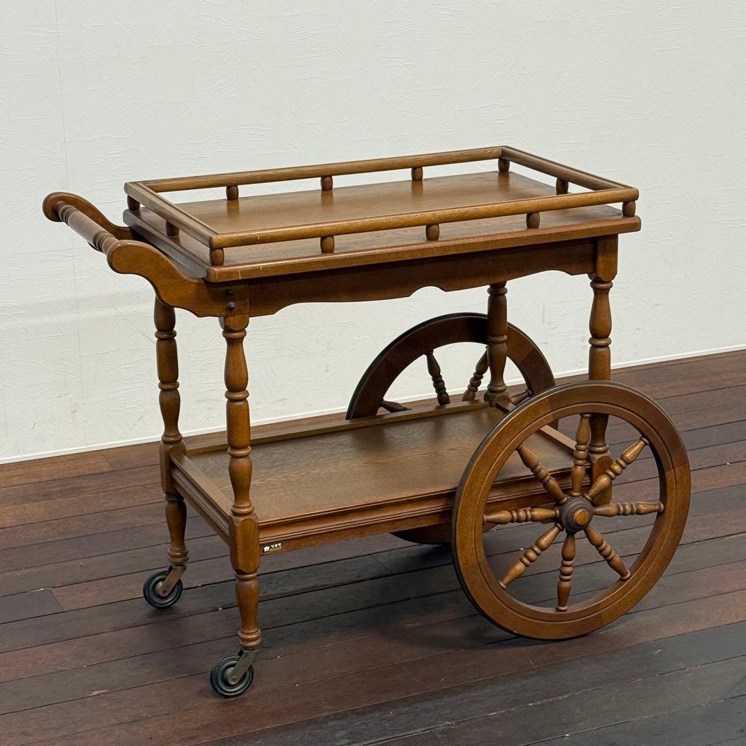 H21K87 カリモク オールドカリモク キッチンワゴン 手押し車 配膳台
