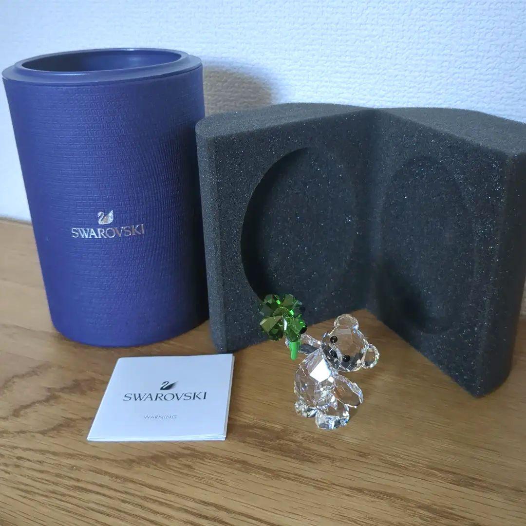 【美品】SWAROVSKI スワロフスキークリスベア ラッキーチャーム クローバ