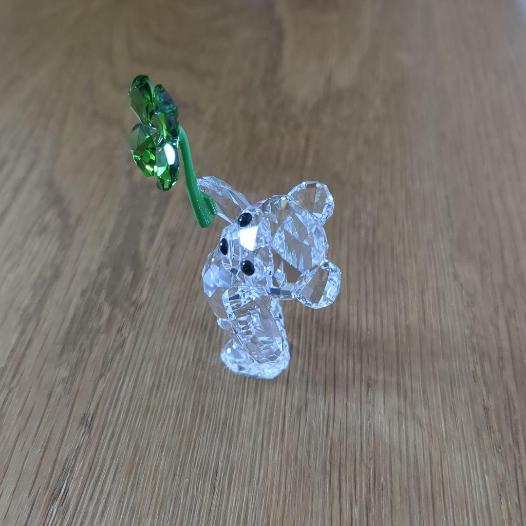 【美品】SWAROVSKI スワロフスキークリスベア ラッキーチャーム クローバ