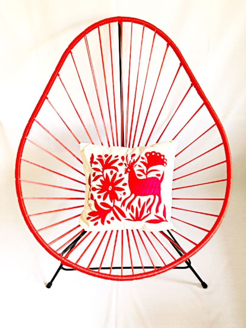 新品＊クッションカバー＊オトミ刺繍＊赤＊レッド＊動物＊花＊植物＊メキシコ雑貨