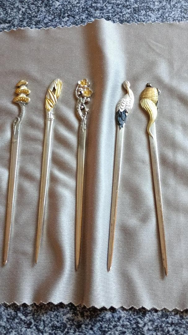 【希少・美品】大阪尚美堂 銀製楊枝5本揃え 共箱付き