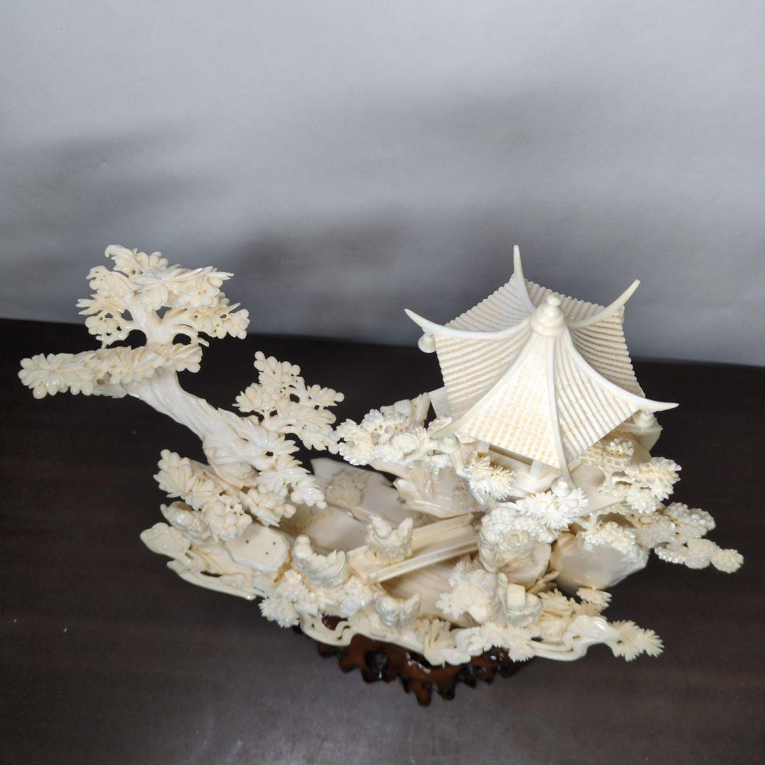 中国美術 八仙 桃源郷 細密彫刻 置物 高さ約42cm