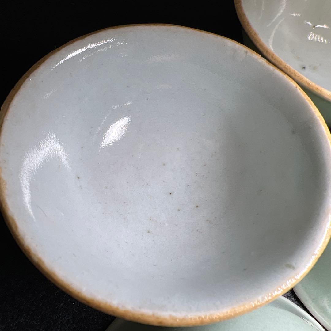 中国清朝時代 南京青磁煎茶碗10客 口径約6.5㎝ 東Y7-1208☆2Fトコオ