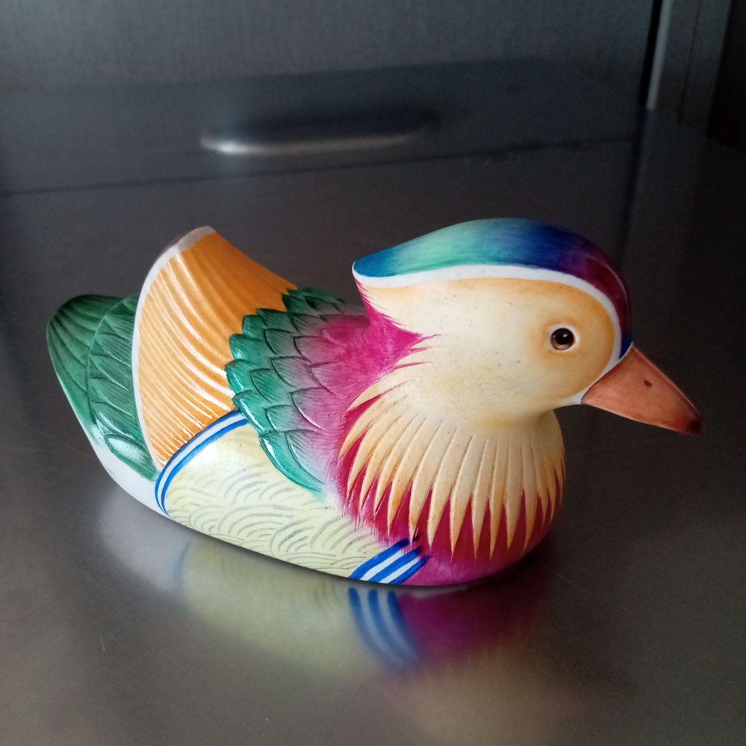 STUDIO ART手描きボーンチャイナ置物オシドリ