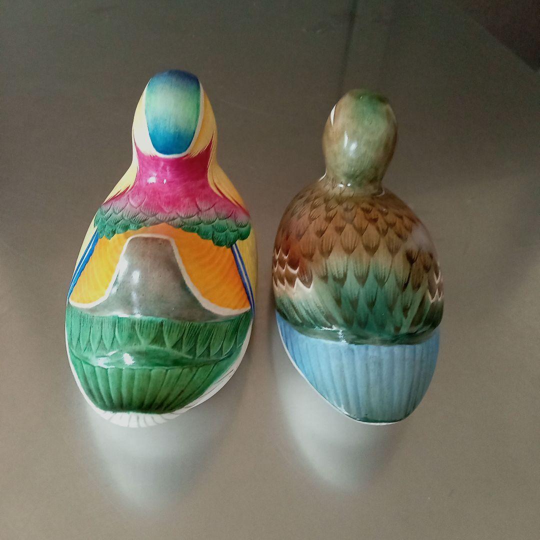 STUDIO ART手描きボーンチャイナ置物オシドリ